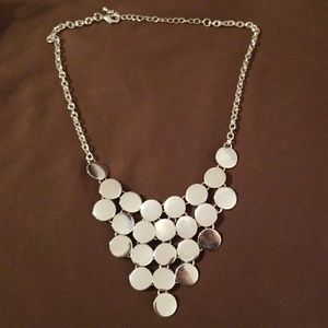 Silver circle bib necklace adjustable